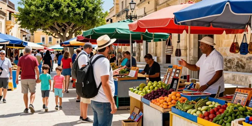 Engaging Gozo tours experience at a lively local market.