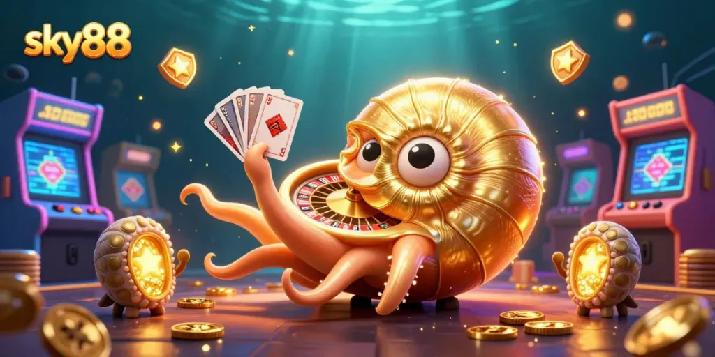 Experience thrilling gameplay at sky88 with giant nautilus and vibrant arcade elements uniting casino excitement.