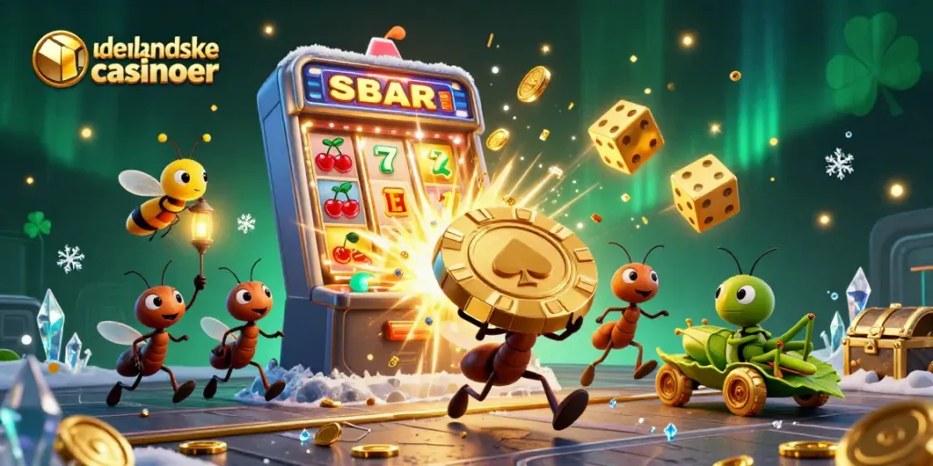 Experience the thrilling world of udenlandske casinoer through a heist-themed illustration featuring a cartoon heist team.