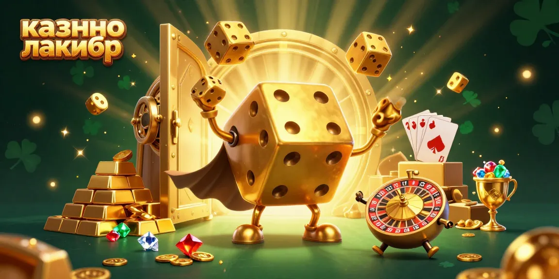 Engage with казино лакибир's vibrant 3D scene featuring golden dice and captivating treasure.